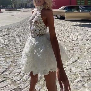 2021 ins Internet Знаменитости знаменитое платье Сплошная вышивка O-шеи без бретелек знаменитость вечеринка мини-платье Vestidos