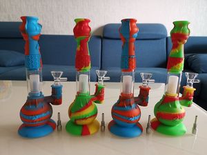 Silikon Bong Shisha Nargile Su Boruları Kaçak Korumalı Percolators Perc Kırılmaz Yağ Dab Rig Tütün Sigara Cam Kase Titanyum Tırnak