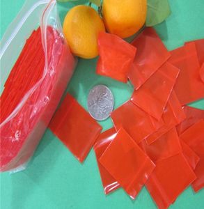 Kırmızı Mini Minyatür Zip Kavrama Plastik Ambalaj Torbaları Gıda Şeker Fasulye Takı Geri Dönüştürülebilir Kalın PE Kendinden Sızdırmazlık Küçük Paket 1000 adet