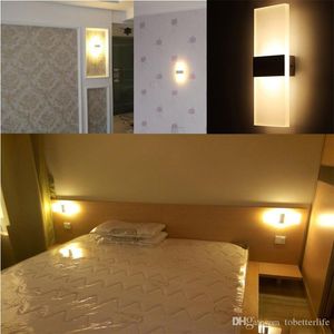 Demir Akrilik Beyaz Siyah Duvar Lambası Modern 12W 85-265V Sconce Yatak Odası Banyo Oturma Odası İçin Gece Lambaları