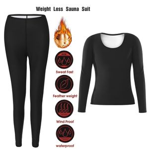 Warm Sauna Suit Thermal Underwear Sexy Ladies Clothes Winter Seamless Body Shaper Waist Trainer Long Johns Women Shapewear Sets 211217