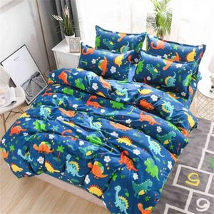 Desenhos animados Dinossauro Crianças Crianças Conjunto de Cama 4 Peças Cobertura Devet Set Menino Menina Bonito Kawaii Quilt Cover Lençol Linens Fronha H1115