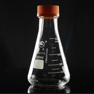 Forniture di laboratorio da 250 ml a 2000 ml di matraccio conico in vetro borosilico alto con collo a spirale triangolare test di chimica resistente alla temperatura