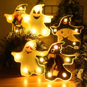 2pcs Halloween Ghost Witch светодиодная ночная скелет настенный фары батарея батарея праздничная лампа подарки дома бар Halloweenday ретро -освещение Decor D3.0