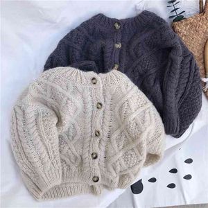Boys And Girls Spring Autumn Sweater Baby Kids Knit Cardigan Clothes Korean StyleTwist Shape Clothing 210625