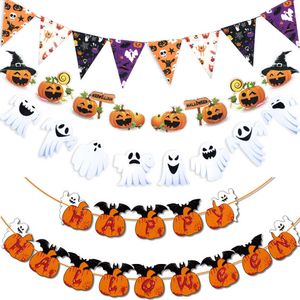 1 коммутив Хэллоуин бумаги баннеры тыквы призрак летучая мышь трюк или трек дети одолжение счастливые Хэллоуин вечеринка преследуемый дом бар