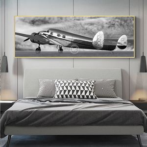 Ретро воздушные судны холст арт абстрактные пустые и белые плакаты и печатает самолет картина стены для гостиной домашний декор
