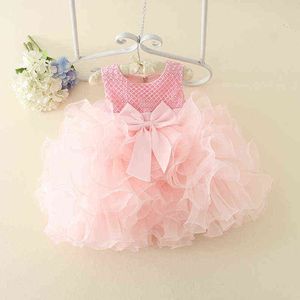 Слоистые розовые девочки платье принцесса фиолетовый мини девушка Vestido 2021 партия маленькая девочка одежда для 1 2 3 лет RKF194035 G1129