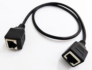 Cabos de rede, RJ45 Fêmea para Fêmea Plugue 10M/100M Ethernet LAN Cabo de Extensão Cerca de 60CM/2PCS