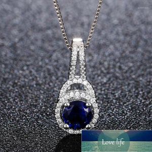 Кулон ожерелья круглые милые темно-синие Zircon ожерелье роскошь кристалл шарм невеста свадьба для женщин1