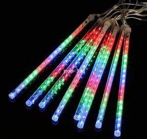 LED Işık Çubuklar Çok Renkli 13.1ft Meteor Duş Yağmur Tüpleri 8 Noel Işıkları Düğün Bahçe Noel Stretchoutdoor Kapalı Dekor