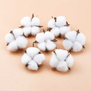 5/10 adet Beyaz Pamuk Çiçekçi Malzemeleri Düğün Araba Dekoratif Çelenkler Noel Ev Dekor DIY Hediyeler Kutusu Ucuz Yapay Çiçekler Y0630