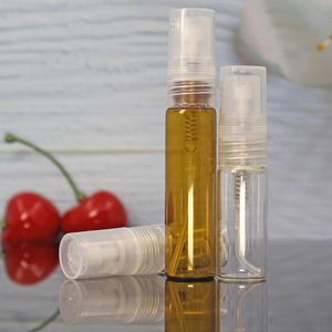 Wholesale пустые 2ml 3ml 5 мл очки бутылки распылитель покрасневшие небольшие спрей парфюмерные бутылки мини стекло флакон янтарь ароматический аромат