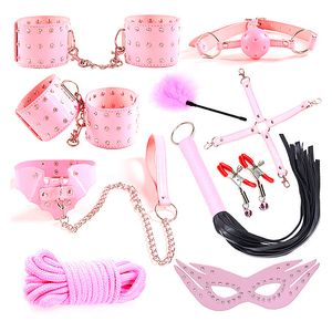 Masaj 10 PCS Seksi Ürünler Erotik Oyuncaklar Kadınlar İçin BDSM Seksi Bonaj Set Set Kelepçeleri Sipel Kelepçeleri Gag Whip Halat Yetişkin Seksi Oyuncaklar Çiftler için