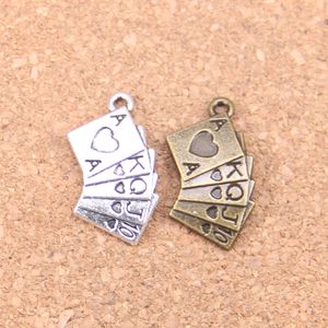 92 adet Antik Gümüş Bronz Kaplama Iskambil Kartları Poker Tren Seqence Charms Kolye DIY Kolye Bilezik Bileklik Bulguları 24 * 13mm