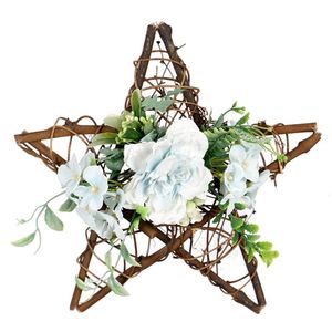 Dekoratif Çiçek Çelenkleri Yapay Yıldız Şekli Camellia Çelenk Pentagram Asmak İçin Ön Kapı Duvar Penceresi Düğün Partisi Ev Dekor