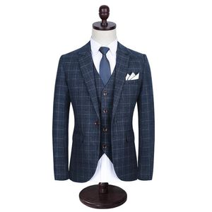 Erkek Takım Elbise Blazers Kalite Yüksek Erkek Tasarımcılar 2022 Slim Fit Ekose İş Blazer Resmi Kostüm Homme 3 Parça Gelinlik Suit Plus