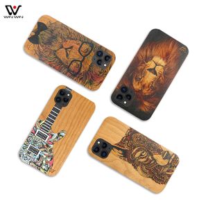 Mobile Phone Case Face Wood Cover для iPhone 13 серии настраиваемый логотип личности моды пустые натуральные деревянные телефоны