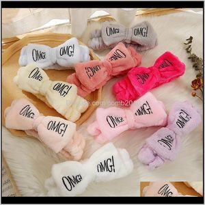 Omg Letter Coral Fleece Wash Face Bow Hairbands For Women Girls Headbands Headwear Hair Bands Turban Hair Accessories 6Pcs Oookq Xiawf