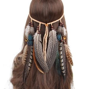 Tavuskuşu Tüy Saç Band Bohemian Bayanlar Moda Hippi Aksesuarları Etnik Stil Başlık Klipleri Barrettes