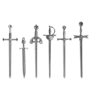 Bookmark 6Pcs DIY Pendants Supplies Craft Antique Swords Knife Jewelry Making Silver Charms