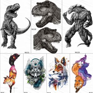 Dinozor Canavar Geçici Dövmeler Sticker Kovar Tyrannosaurus Rex Özel Dövme Vücut Sanatı Kol Bilek Sahte Tatoos Erkekler