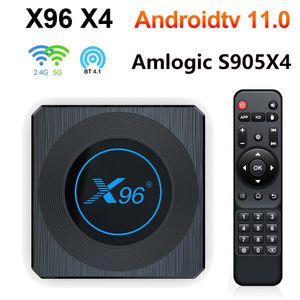 Android 11 TV Box x96 x4 Amlogic S905X4 4G 64GB RGB Light TVBOX Support AV1 8K Dual WiFi BT4.1 32GB SET Topbox X96X4