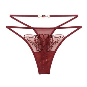 Kadınlar G-Strings G-string Crotchless Külot Seksi Bikini İç Dantel Tanga Erotik Kelebek Nakış Mesh Külot Şeffaf T-Back String