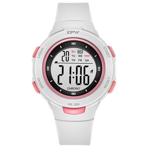 Kadın Dijital İzle Beyaz Moda Saat Alarm Kronometre Spor Bilezik İzle K9021 Kadın Spor Saatler LED İzle Su Geçirmez G1022