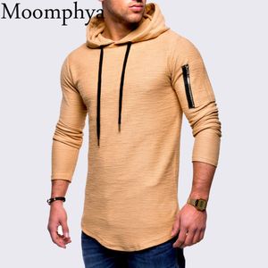Moomphya com capuz manga longa homens camiseta zipper manga t-shirt homens longing tshirt streetwear hip hop camiseta roupas homens y0323