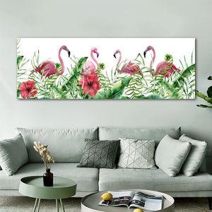 Плакаты с фламинго, домашний декор, тропические растения, холст, живопись, настенные художественные картины для гостиной, прикроватные животные, принты, картины