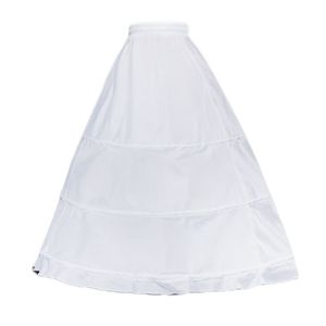 Petticoats Tek Katmanlı 3 Hoops Beyaz Petticoat gelinlik elbisesi Gelin Crinolines Drawstring Bel A-Line UNTERSTERT