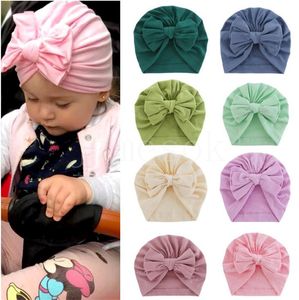 Katı Düğüm Türban Şapka Bebek Erkek Kız Beanies Için Yenidoğan Şapka Bonnet Toddler 0-4 T Headwraps DD578