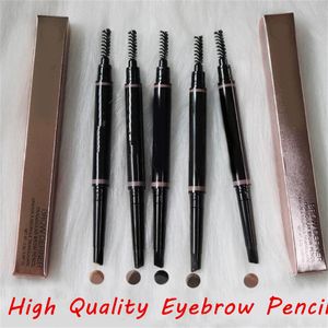 Makeup EyebrOw Enhancers compõem o lápis de lápis de sobrancelha magro Duplo terminado com sobrancelhas escova 5 cor Ebony / Médio / Soft / Shirt / Chocolate Drop Ship