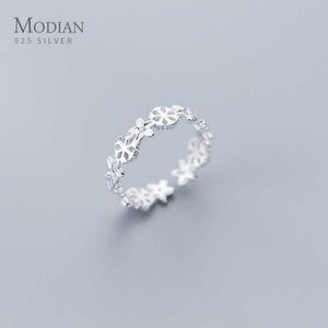 Moda Kış 925 Ayar Gümüş Kar Tanesi Çiçek Istiflenebilir Parmak Yüzük Kadınlar Için Basit Yüzük Güzel Takı Kız Hediye 210707