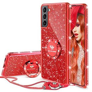 En Kaliteli Kadın Kız Glitter Sevimli Telefon Kılıfları Yüzük Kickstand, Bling Elmas Rhinestone Tampon Koruyucu Yumuşak Kılıf Galaxy Samsung S21 S20 iPhone 13 12 11