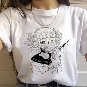 Yeni AHEGAO HARAJUKU GRAPHIC T Gömlek Kadınlar Benim Kahraman Academia Anime Senpai T-Shirt Hentai Himiko Toga Tshirt Grafik Üst Tee Kadın X0628