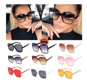 16 Renkler Marka Vintage Büyük Lens Kare Güneş Gözlüğü Kadın Erkek Lüks Gözlük Boy Güneş Gözlükleri Kadın Shades Coulos Anti-UV Toptan