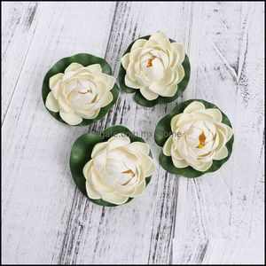 Dekoratif Çiçekler Çelenkler Şenlikli Parti Malzemeleri Ev Garden6 Adet Yapay Gölet Bitkiler Lotus Lilies (Beyaz) Bırak Teslimat 2021 YFO5H