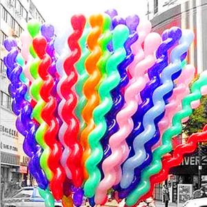 100 ADET Vida Bükülmüş Lateks Spiral Kalınlaşma Parti Malzemeleri Şerit Şekil Uzun Balon Şişme Oyuncaklar Toptan