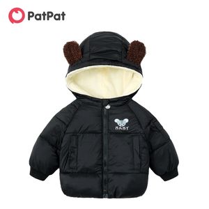 Прибытие зима младенца малыш животных мышь писем печатает карман с капюшоном пальто мальчик куртки 210528
