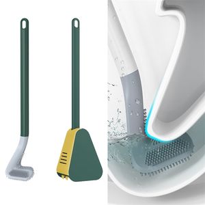 Brosses de toilette en silicone de golf avec ensemble de support brosse de nettoyage de toilette à long manche noir accessoires de salle de bain hygiéniques modernes 211109