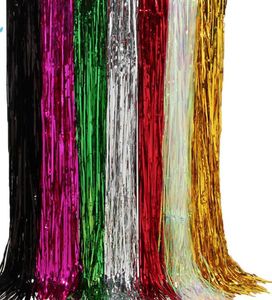 2021 Lazer Şelale Pırıltılı Perde Partisi Düğün Backdrop Dekorasyon Metalik Püskül Bling Perdeleri Doğum Günü Noel Dekoru 200 cm 245 cm