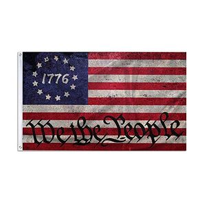 We The People Besty Rose 1776 Amerikanische Flaggen, 91 x 152 cm, Festival-Banner, 100D-Polyester, für den Außenbereich, hohe Qualität, lebendige Farben, mit zwei Messingösen