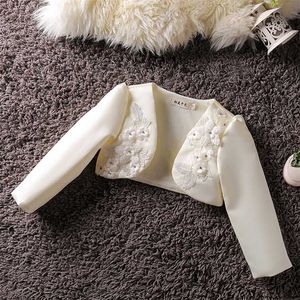 Bebek Kız Bolero Örgün Uzun Kollu 3D Çiçek Düğün Parti Ceket Moda Kız Giysileri Ceket 211011