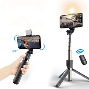 4 in1 Selfie Monopods Wireless Bluetooth Selfie Stick With LED Fill Light Foldable Tripod Extendable For IOS Android Phone