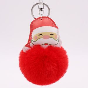 Kış Yün Topu Anahtarlık Deri Noel Baba Peluş Schoolbag Anahtarlık Kolye Çanta Zincir Kolye