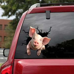 Animal Window Stickers 3D PVC Decals, Funny Car Windshield Wall Art Decor for Home, Toilet, Kitchen - Pig, Horse, Cow
