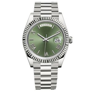 sichu1 - Лучшие мужские часы 40 мм, зеленые римские цифры, циферблат, большая дата, автоматические механические часы, мужские наручные часы из сапфирового стекла из нержавеющей стали