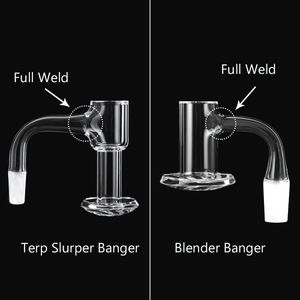 Yüksek Kalite Tam Kaynak Eğimli Kenar Sigara Blender Ve Terp Slurpers Kuvars Banger Cam Mermerler Ile Yakut Pearls 20mmod 10mm 14mm 18mm Çivi Bongs